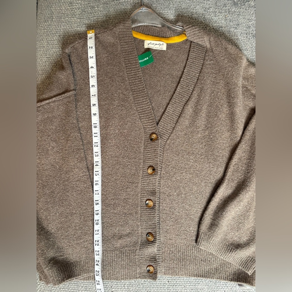 Free People Cool Of The Night Cardigan M Mocha Melange Oversized Button Front - Picture 11 of 13